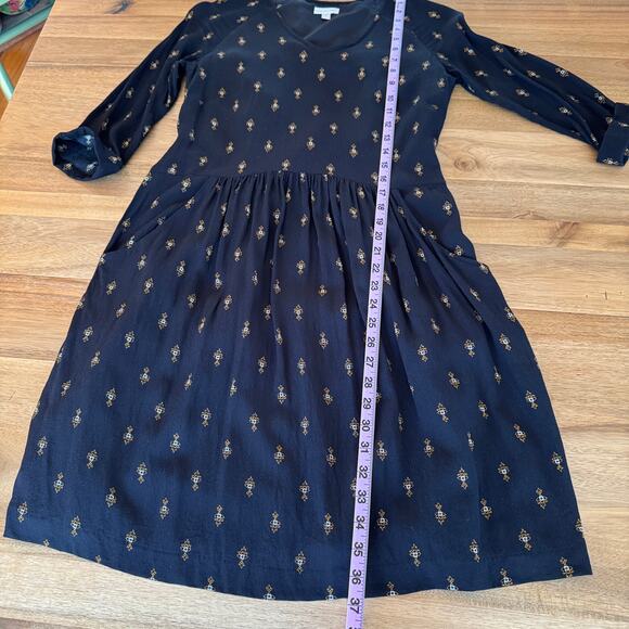 Garnet Hill Bohemian Tiered Pocket Detail Dress Size 4 Black Floral Emblem Print - Picture 12 of 16